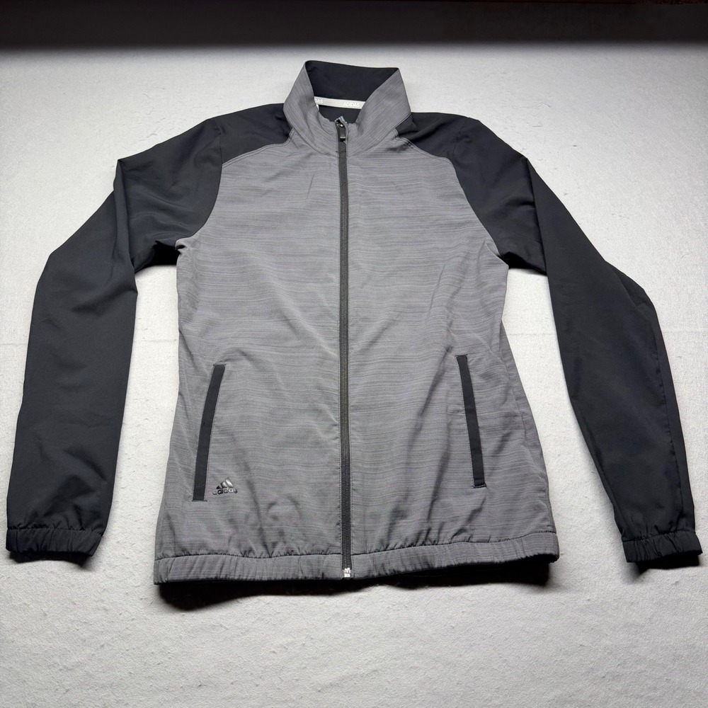Adidas Track Jacket Mens S Gray Full Zip Heathered Athletic Training 0150